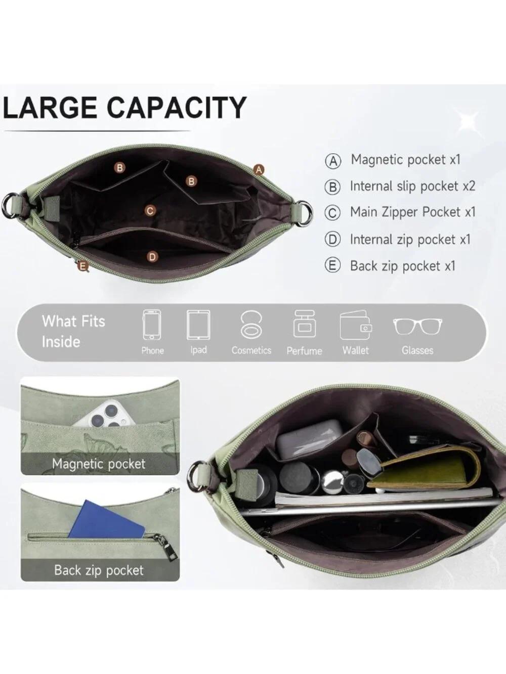 Trendy Vegan Leather Butterfly Crossbody Bag for Women - Medium Hobo Purse